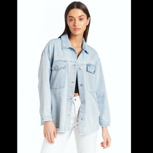 Women Spring Denim Jacket Shacket Size S Light Wash Blue NWOT